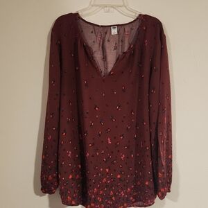 Old Navy Burgundy Floral Top